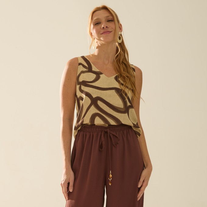 Blusa Viscose Estampada Ana Helena