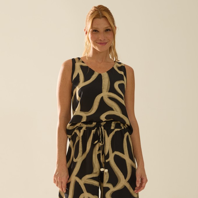 Blusa Viscose Estampada Ana Helena