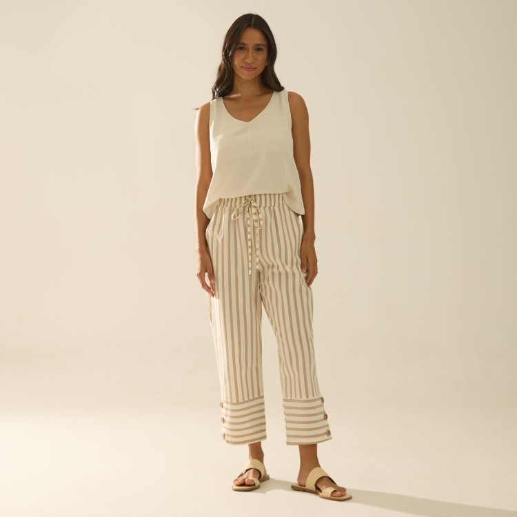 Calça Tecido Listrado Paloma