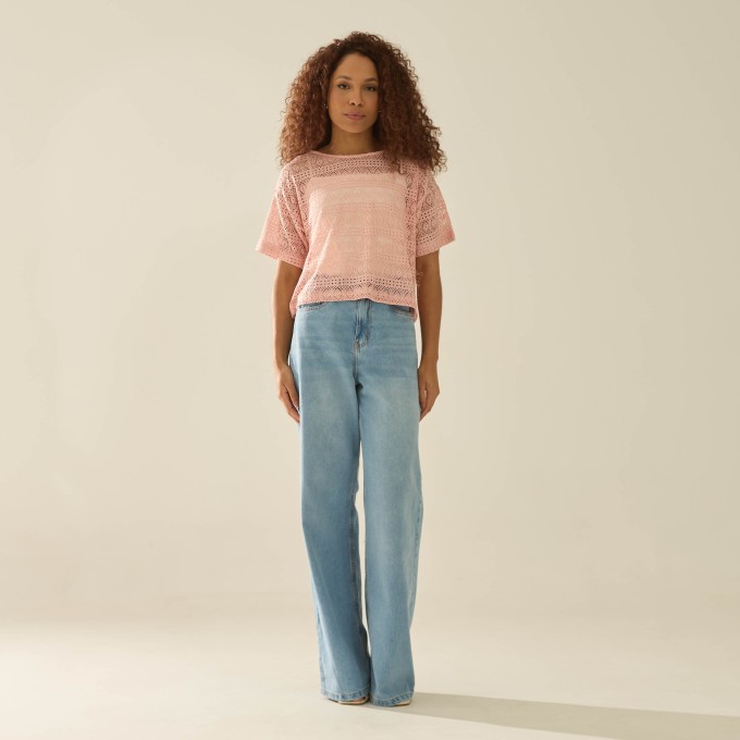 Blusa Malha Rendada Cibele