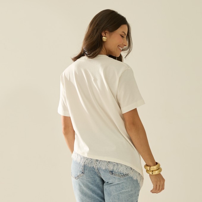 Blusa Malha Com Renda Naiá